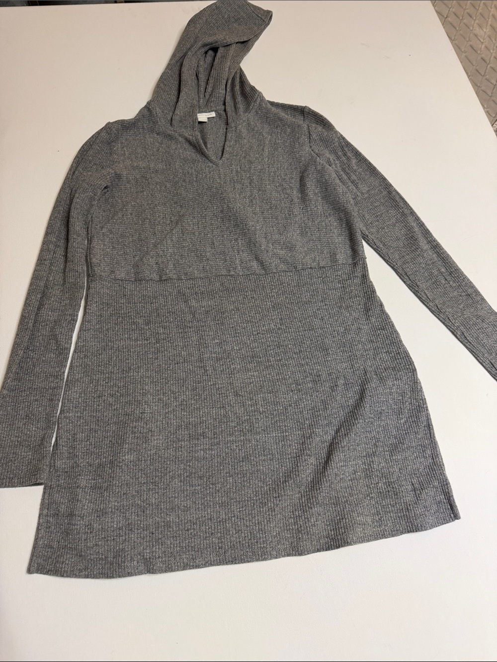 J. Jill Heather Gray Hooded Rib-Knit Tunic Sweater
